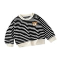 thumbnail image 2 of JOANKDMI Casual Striped Sweatshirts for Girl 1T 9-10 Long Sleeve Crewneck Pullover Tops with Cute Bear Patch Fall Winter School Playwear Shirts Activewear for Kids, 2 of 5