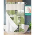 thumbnail image 2 of No Hook Shower Curtain with Snap in Liner, Abstract Geometric Sage Green Oil Painting Hotel Shower Curtains for Bathroom, Washable Shower Curtain Liner Set with Mesh Top Window, 36"x78", 2 of 6