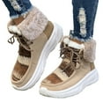thumbnail image 7 of Lace-up Snow Boots Women's Fuzzy Mied-color Soft Sole Platform Thermal Lined Shoes Winter Non-slip Plush Boots, 7 of 7