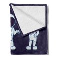 thumbnail image 2 of Science Party Soft Flannel Fleece Blanket, Continuous Pattern Astronauts Sketch Dancing and Posing on Space, Cozy Plush for Indoor and Outdoor Use, 50" x 60", Indigo Blue and White, by Ambesonne, 2 of 5