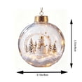thumbnail image 3 of romoty Light Up Christmas Tree Ball Ornament, 3.15 Inch Clear LED Bauble with Top Hat Snowman & Snowy Evergreens for Tree Decor, 3 of 7