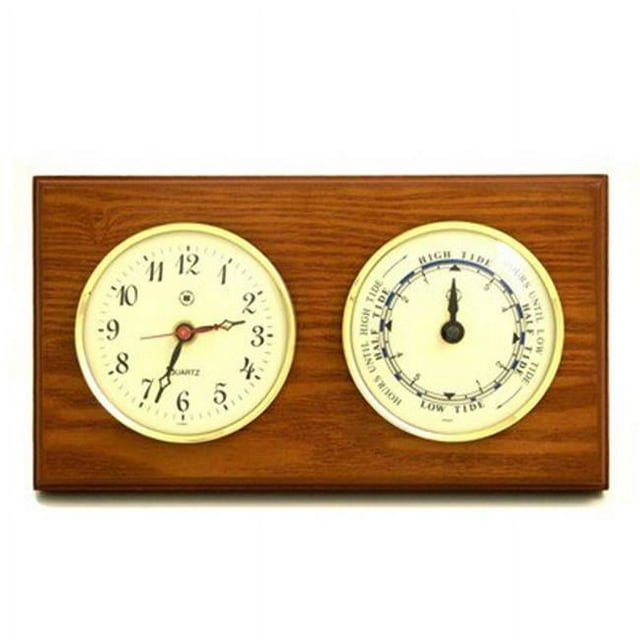 Bey-Berk International WS116 Quartz Clock & Tide Clock - Oak Wood