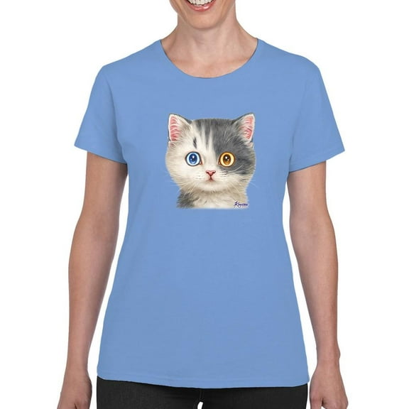 Two Cats With Two Eye Colors T-Shirt Women -Kayomi Harai Designs, Female Small