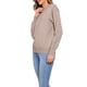 thumbnail image 4 of Suéter básico de manga larga de cuello redondo para mujer Inspire Chic, color marrón caqui, talla L, 4 of 6