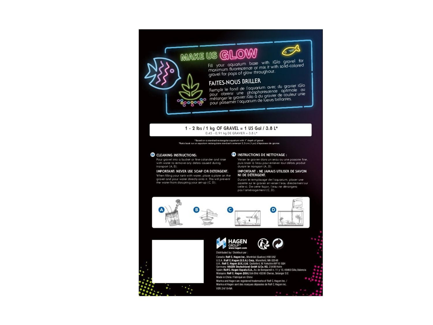 Marina iGlo Fluorescent Aquarium Gravel - Galaxy - 2 kg (4 lbs), Aquarium Gravel