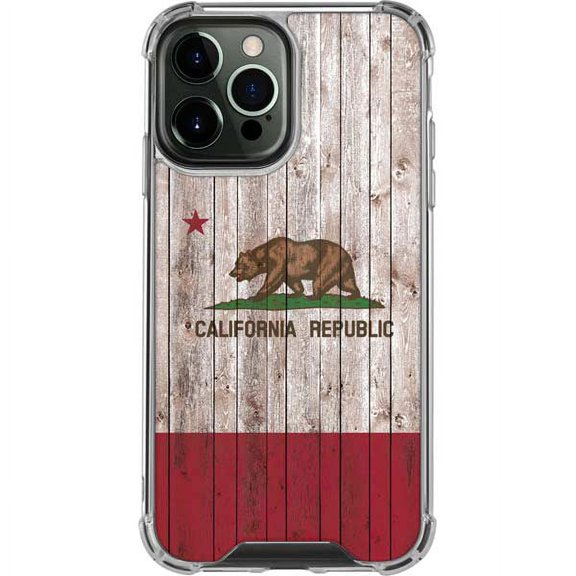 Skinit Countries of the World California Flag Dark Wood iPhone 13 Pro Max Clear Case