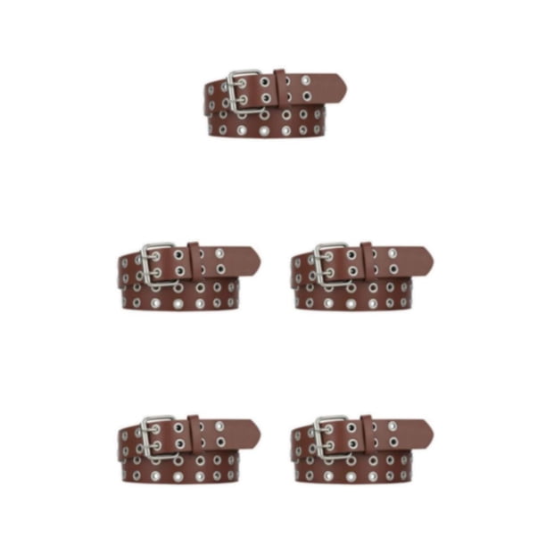 Cinturilla vaquera Minnieouse para mujer con cinturón de doble hebilla PU Café 105cm