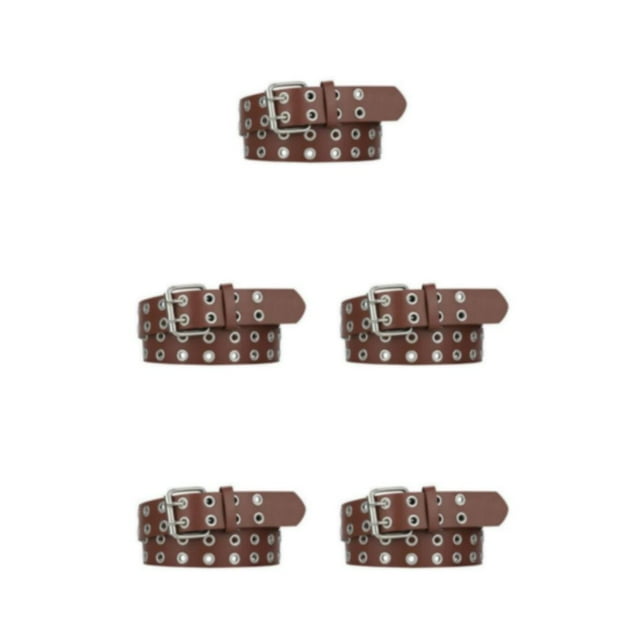 Decodeary Ceinture Double Boucle Sans Fil pour Jeans Femmes Look Soigné Ceinture Fête Punk Robe Épingle Café 105cm 5Set
