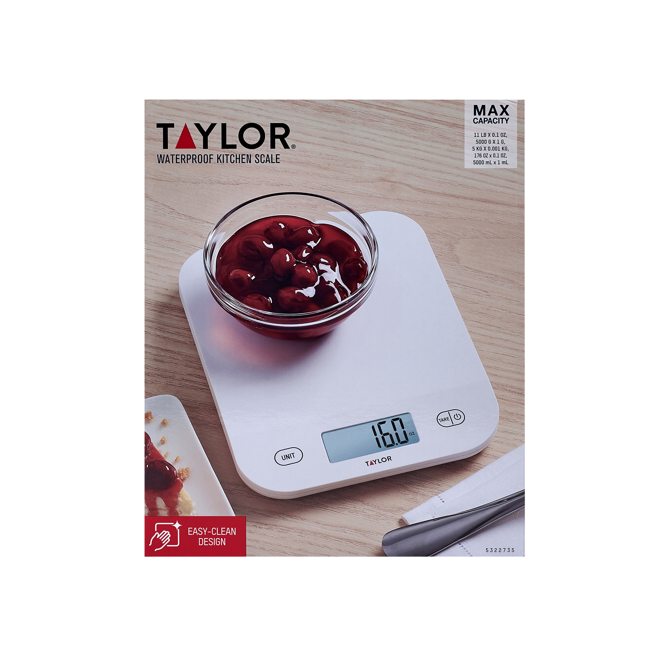 Taylor 11lb Digital Waterproof Kitchen Scale, White photo 8