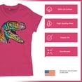 thumbnail image 4 of Tee Hunt Colorful Raptor T-Shirt Dean Russo Neon Dinosaur Pattern Women's T-Shirt Tee, Pink, Medium, 4 of 5