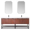 thumbnail image 2 of Mahon 84B" Bath Vanity in N. American Deep Walnut with White Grain Stone &Mirror, 2 of 17