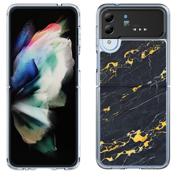 Shockproof Bumper Phone Case for Samsung Galaxy Z Flip 4 5G, by OneToughShield ® - Marble / Lava