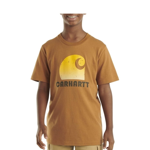 Carhartt Boys' Logo T-Shirt, X-Large, Carhartt Brown