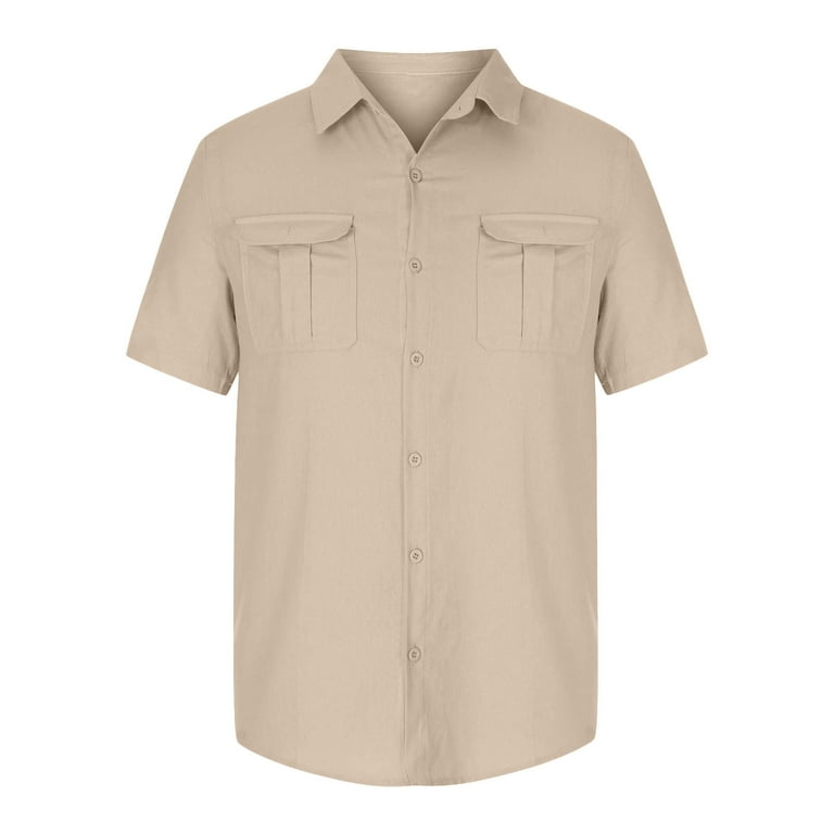 Mens Button Down Short Sleeve Shirt Casual Shirts Summer