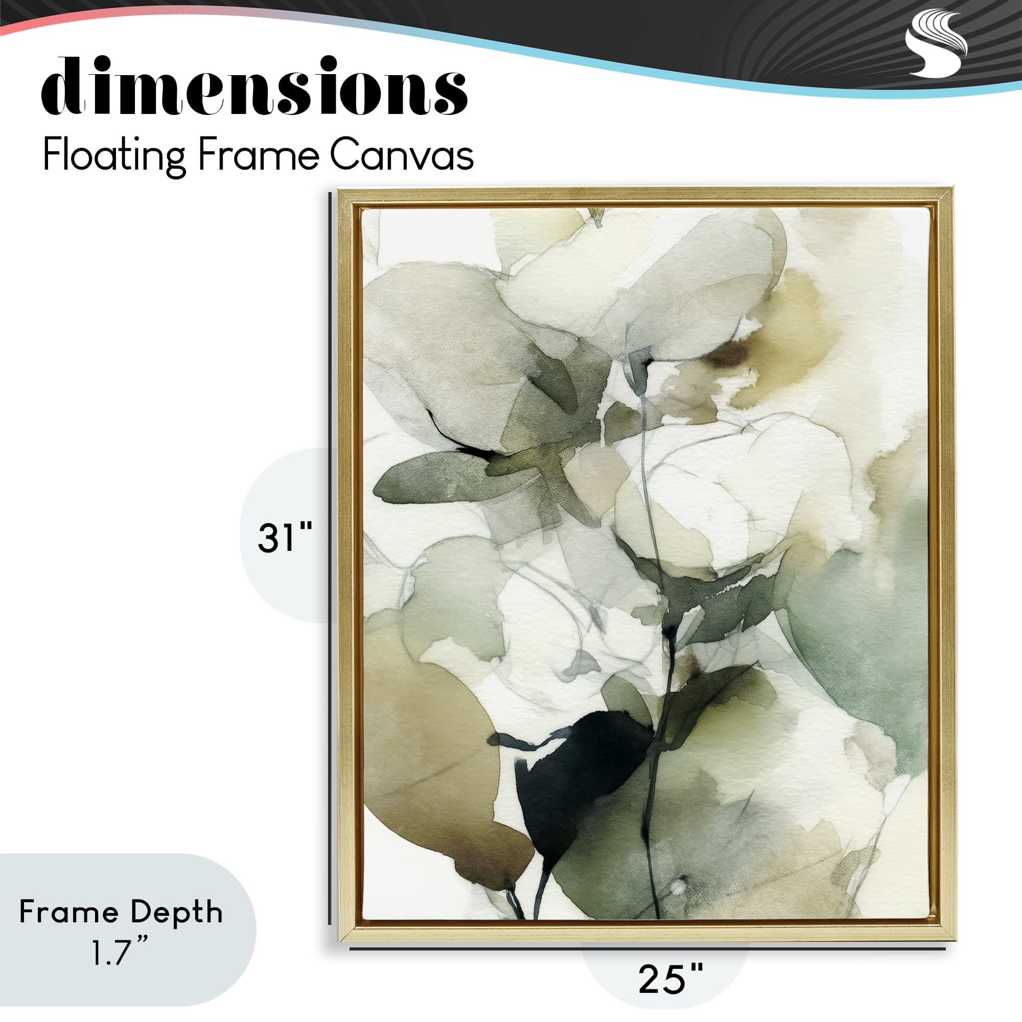 Stupell Industries Floral Branches in Motion Gold Framed Floater Canvas Wall Art, design by Svetlana Aleynikova