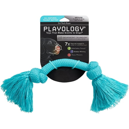 UPC: 0856330008212 | Playology – Dri-Tech Rope Dog Toy – Medium – Engaging All-Natural Peanut Butter Scent