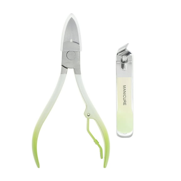Unique Bargains 1 Set Gradual Slanted Nail Clippers Set Toenail Clippers Green