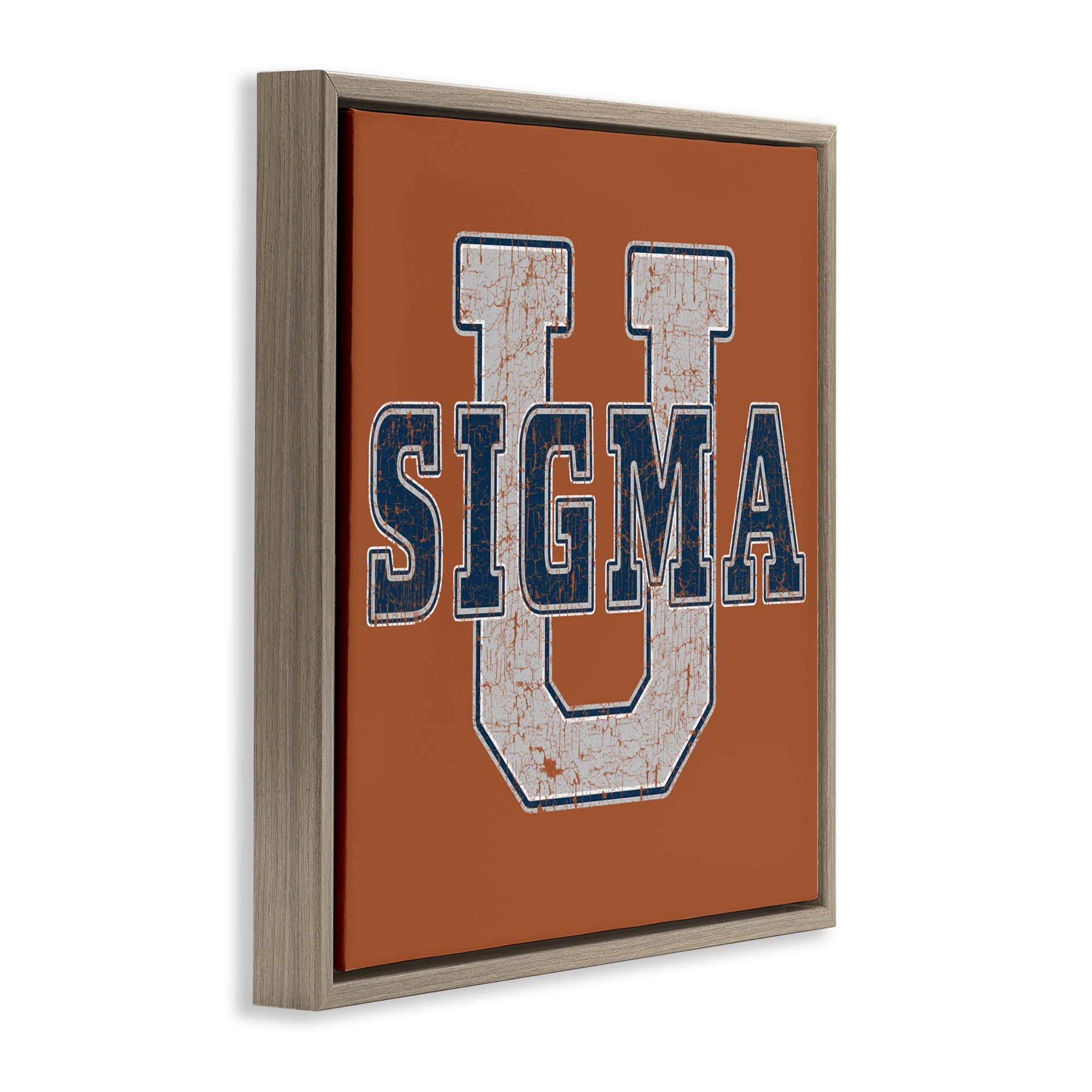 Stupell Industries Sigma University on Brown Brown Framed Floater Canvas Wall Art, design by Grotto Studios