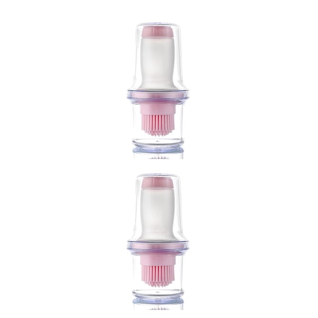 Cateissary Dispensador de aceite Botella Cocina Anti-escaldado Cepillo para asar Recipiente para parrilla Rosa Rosado 2Conjunto