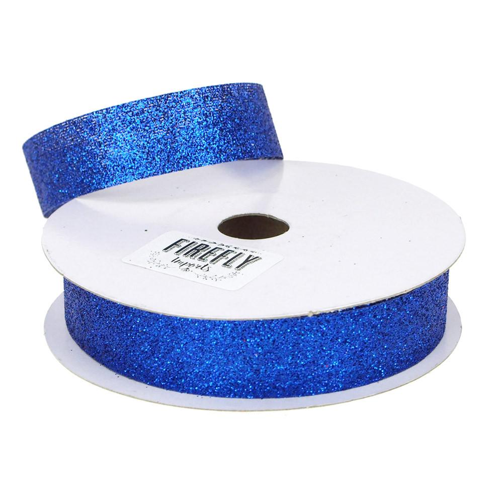 Glitter Ribbon Christmas Giftwrapping, 7/8Inch, 25 Yards, Royal Blue