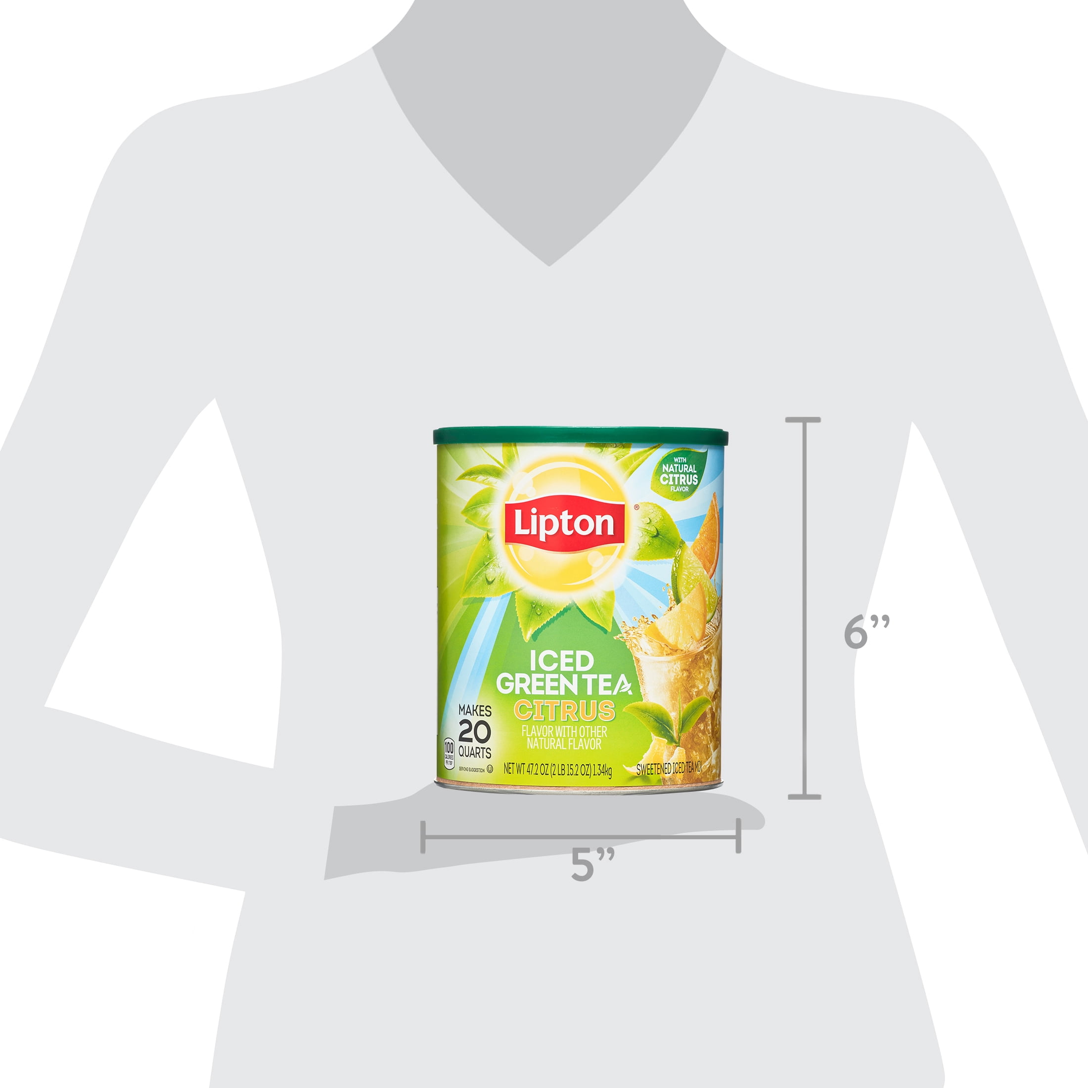 Lipton Iced Tea Mix Green Tea , Caffeinated Sweetened with Real Cane Sugar, 20 Quarts