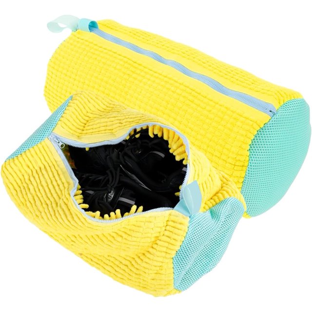 Pack Reusable Shoe Laundry Bags, Portable Shoe Washing Machine Wash Bag with Zipper, Laundry Net Shoe Washing Machine Protect Shoes (Yellow)