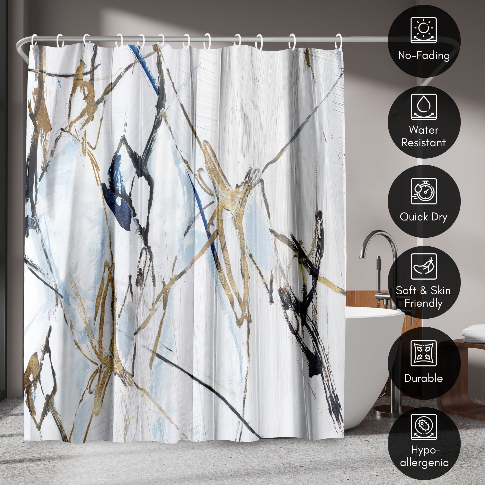 Americanflat 71" x 74" Shower Curtain, Moonstruck I by PI Creative Art