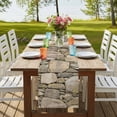 thumbnail image 4 of Brown Stone Wall Table Runner, Vintage Country Rocks Brick Pattern Washable Cotton Linen Table Runners 60 Inches Long, Dresser Scarf Runner for Coffee/TV Stands/Kitchen/Cabinets 13''x60'', 4 of 9