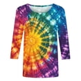 thumbnail image 5 of Viikei Classic Festive Women's 3/4 Sleeve Round Neck Top,Women Fashion Casual Printed Round Neck Three Quarter Sleeve 3/4 Sleeve T-shirt Loose Multicolor XL, 5 of 5