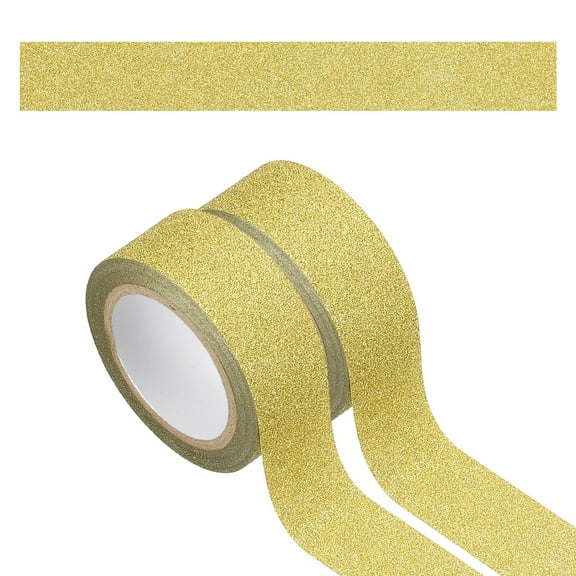 Uxcell 2 Roll Glitter Paper Washi Tape, 15mm Glitter Film Self-Adhesive Decorative Tape for Crafts DIY Gift Packaging Art Scrapbook Decor, Gold