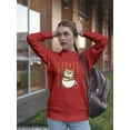 thumbnail image 2 of Cartoon Kitten In A Coffee Cup Sweatshirt Women -GoatDeals Designs, Female Medium, 2 of 4