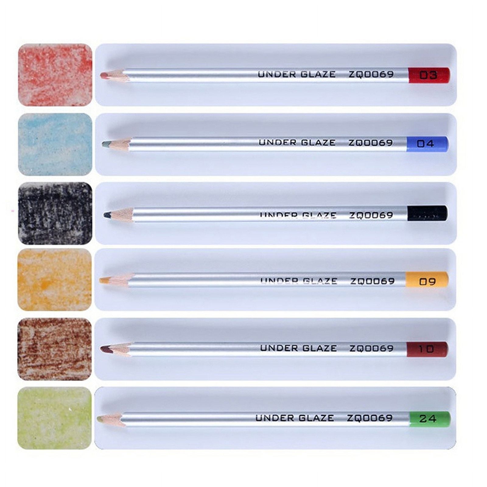 18 x underglaze pencils(No.03/04/06/09/10/24)-As Shown