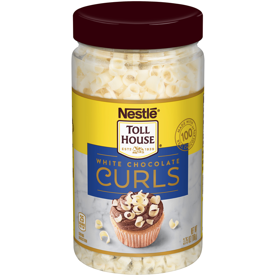Nestle Toll House White Chocolate Curls 3.8 Oz Jar