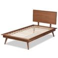 thumbnail image 4 of Homestock Handmade Home Mid-Century Modern Walnut Brown Wood Twin Size Platform Bed - Mid-Century Modern Style, Sleek and Durable, 4 of 6