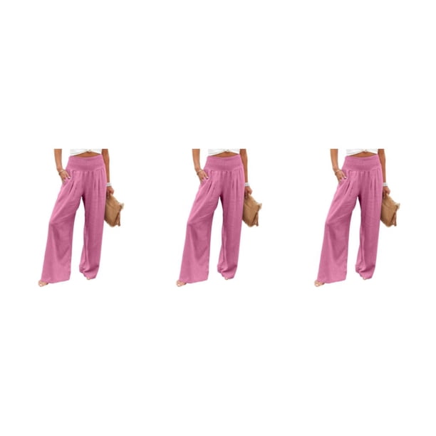Sonducket Mujer verano primavera pantalones bolsillos Color sólido largo suelto Casual pierna ancha estirable Vintage Streetwear rosa XXL Type1 NO1