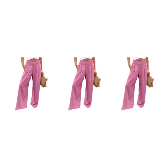 Sonducket Mujer verano primavera pantalones bolsillos Color sólido largo suelto Casual pierna ancha estirable Vintage Streetwear rosa XXL Type1 NO1