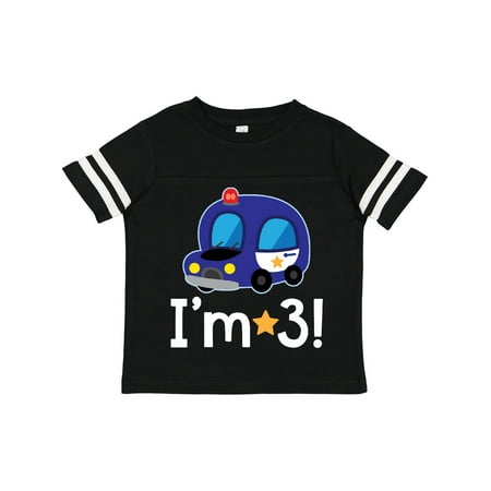 

Inktastic 3 Year Old Birthday Policeman Car Gift Toddler Boy Girl T-Shirt