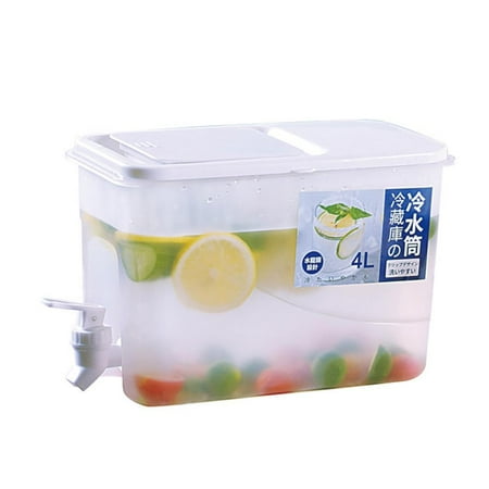 

4L Drink Dispenser with Faucet Transparent Cold Kettle Not Leaking Beverage Container for DIY Summer Drinks Fruit Tea Lemon Tea
