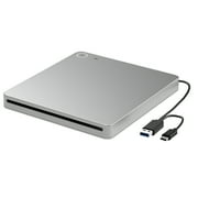 GJX 2026 New External 3D Blu-Ray Dvd Drive,Usb 3.0 and Type-C Blu-Ray Cd Dvd Drive Player Ultra-Slim Slot-Loading Cd Dvd Burner,Laptops,Desktops,Home Entertainment,Data Backup,Video Editing