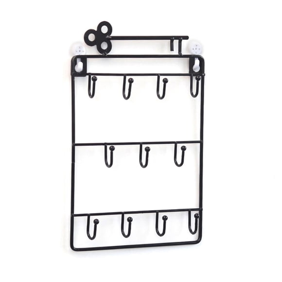 Key Holder Rack Decorative Wall Mounted 11 Hooks Key Rack For Kitchen Office Black