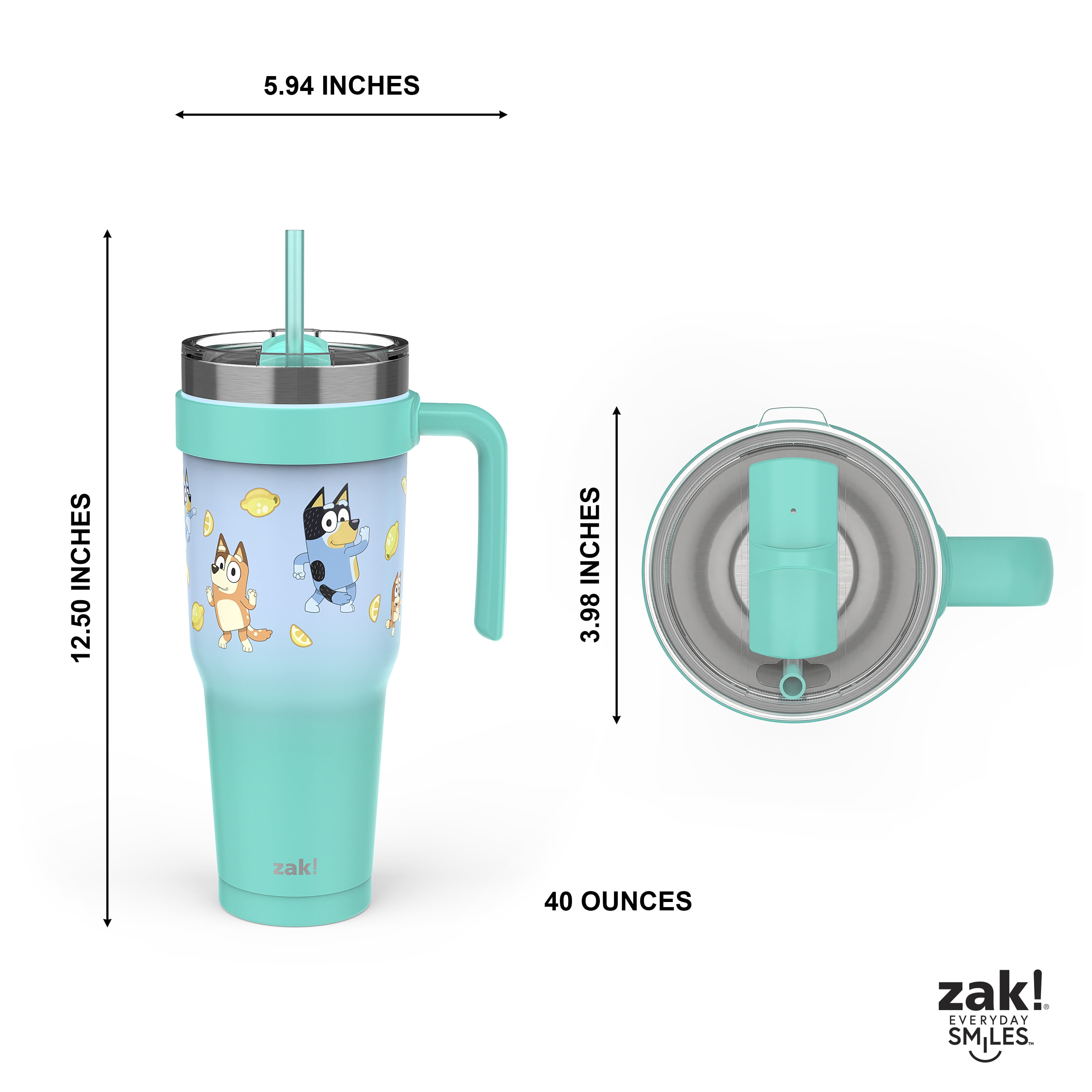 Bluey 40oz Double Wall Stainless Steel Waverly Straw Tumbler with Handle