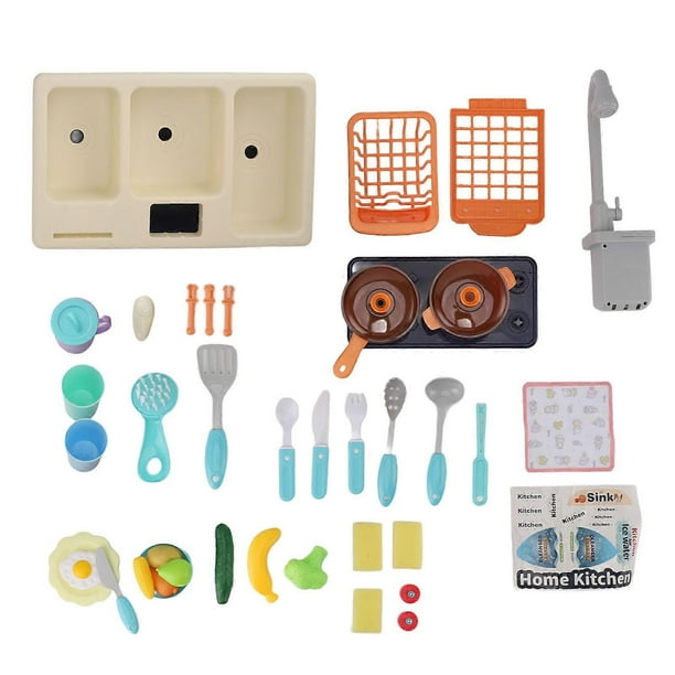 Kids Kitchen Toy Set Basin Pot Shovel Circulating Water Outlet Electric Dishwashing Utensil Playset