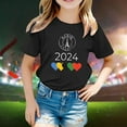 thumbnail image 2 of Polo Shirts for Girls Size 8 Kid Girls Cute Graphic Printed Round Neck Short Sleeve Tee Summer Casual T Shirt Tops Z5-Black, 150, 2 of 4