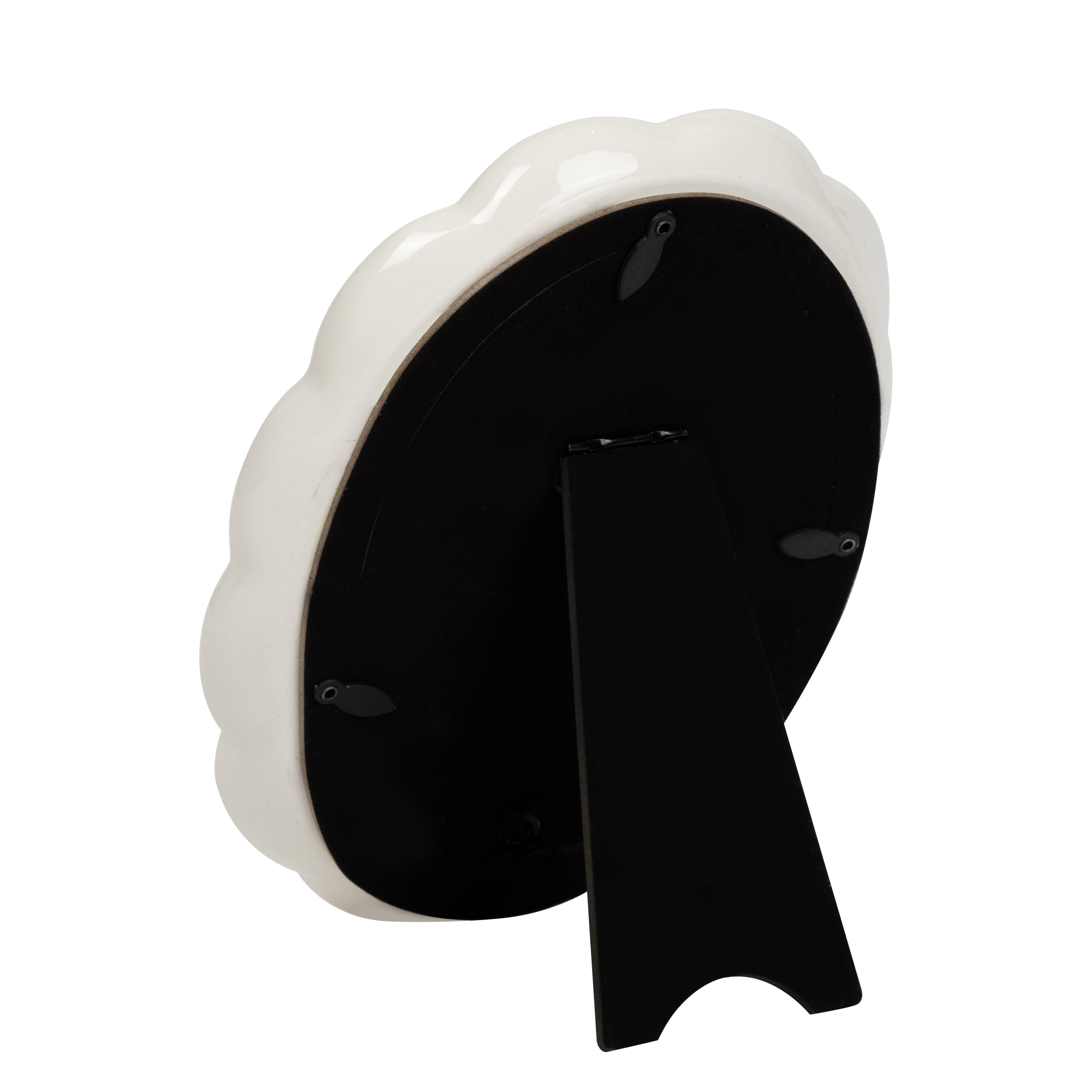Sterling & Noble Home – 4x6 Picture Frame – Looped Scalloped Black Cream Oval Ceramic Photo Frame