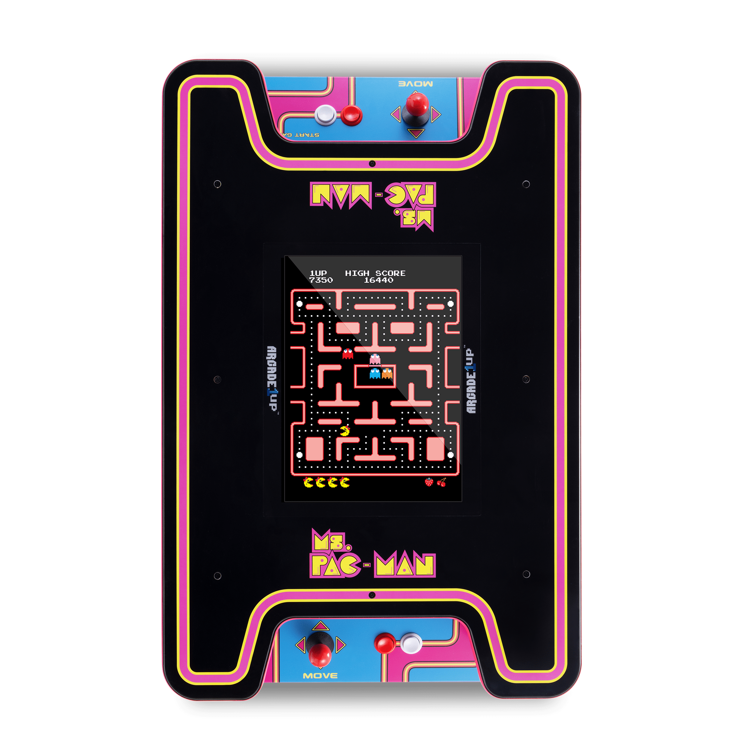 Arcade1Up Ms.PAC-MAN Head-to-Head Arcade Machine – Retro Home Arcade Table with 12 Classic Games, Light-Up Control Deck & Real-Feel Joysticks
