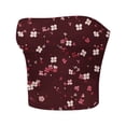 thumbnail image 3 of Haut Tube pour Femmes, Haut Sans Manches et Sans Bretelles en Polyester Uni avec Bande Élastique, Longueur Régulière, Rouge Vin, pour un Usage Quotidien Décontracté, 3 of 5