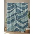 thumbnail image 4 of Blue Green Waves Shower Curtain, Abstract Stripes Waterproof Shower Curtain Set with 12 Hooks Lightweight Washable Fabric Shower Curtains for Bathroom 36x72 Inches, 4 of 6