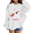 thumbnail image 4 of Toddler Girls Hoodies Sweatshirts Winter Warm Cartoon White Horse Print Kids Pullover Hoodie With Drawstring Pocket Long Sleeve Ranch Clothing White Size 2-3T, 4 of 4