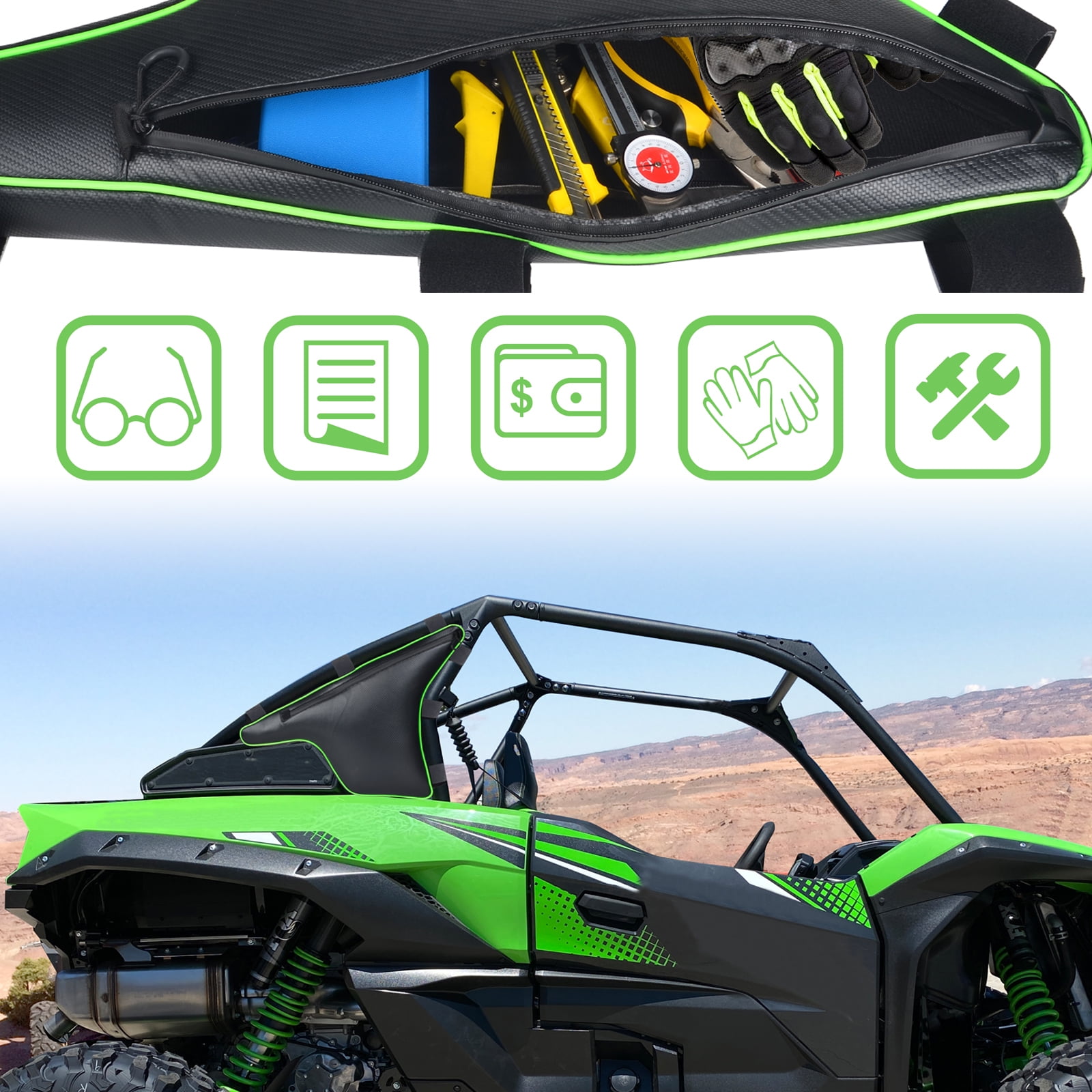 Goldfire UTV Teryx KRX 1000 Accessories Stock Triangle Truss Storage Bag Organzier for Kawasaki Teryx KRX 1000 2020+