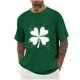 thumbnail image 1 of Blusas y camisas de manga corta con cuello redondo para hombre. Blusa de poliéster con hombros caídos y cuello redondo con estampado del Día de San Patricio., 1 of 3